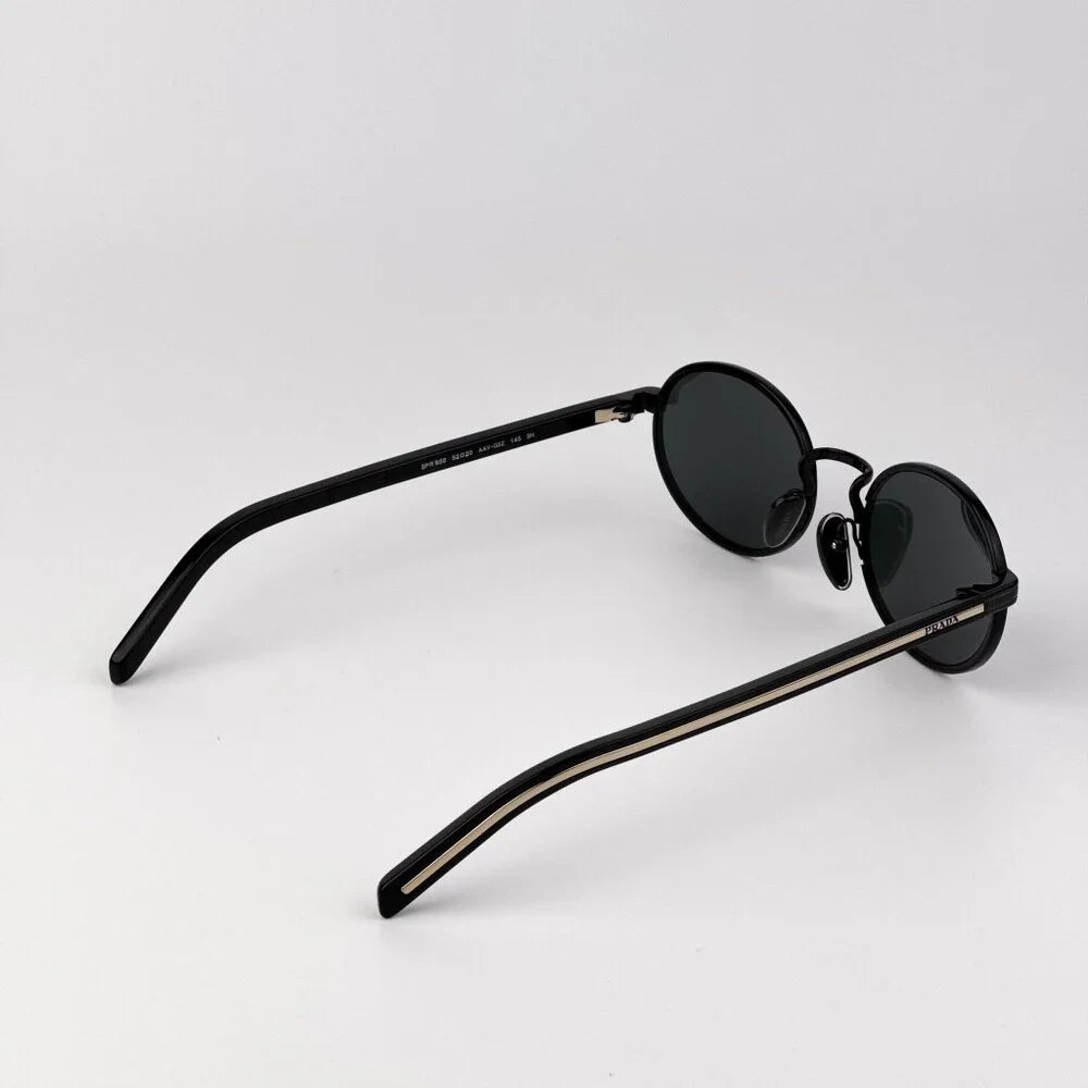 Prada PRB56S Oval Sunglasses – Black Frame with Dark Grey Lenses | Model AAV08Z - Picture 5 of 10